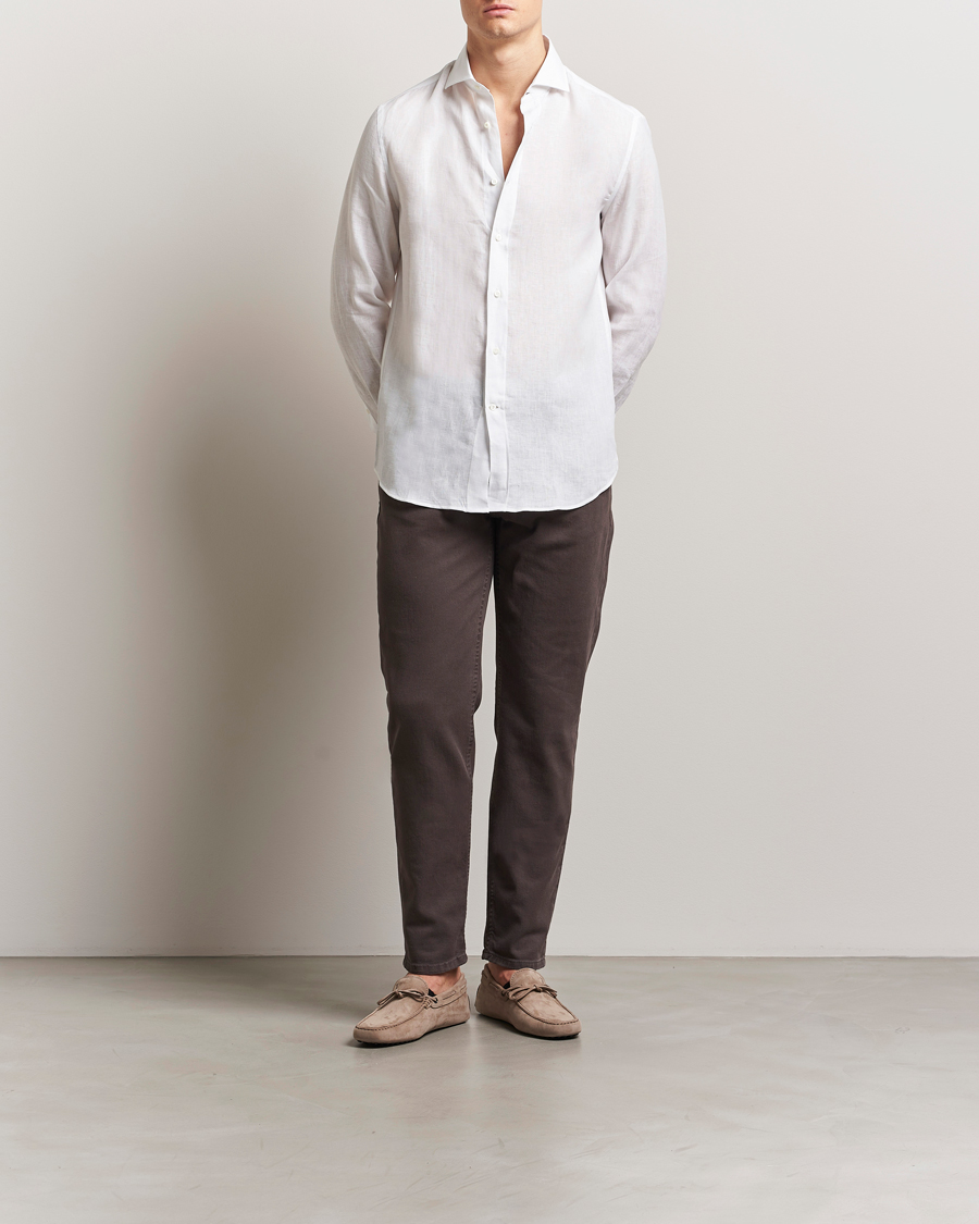 Herre | Skjorter | Brunello Cucinelli | Easy Fit Linen Shirt White