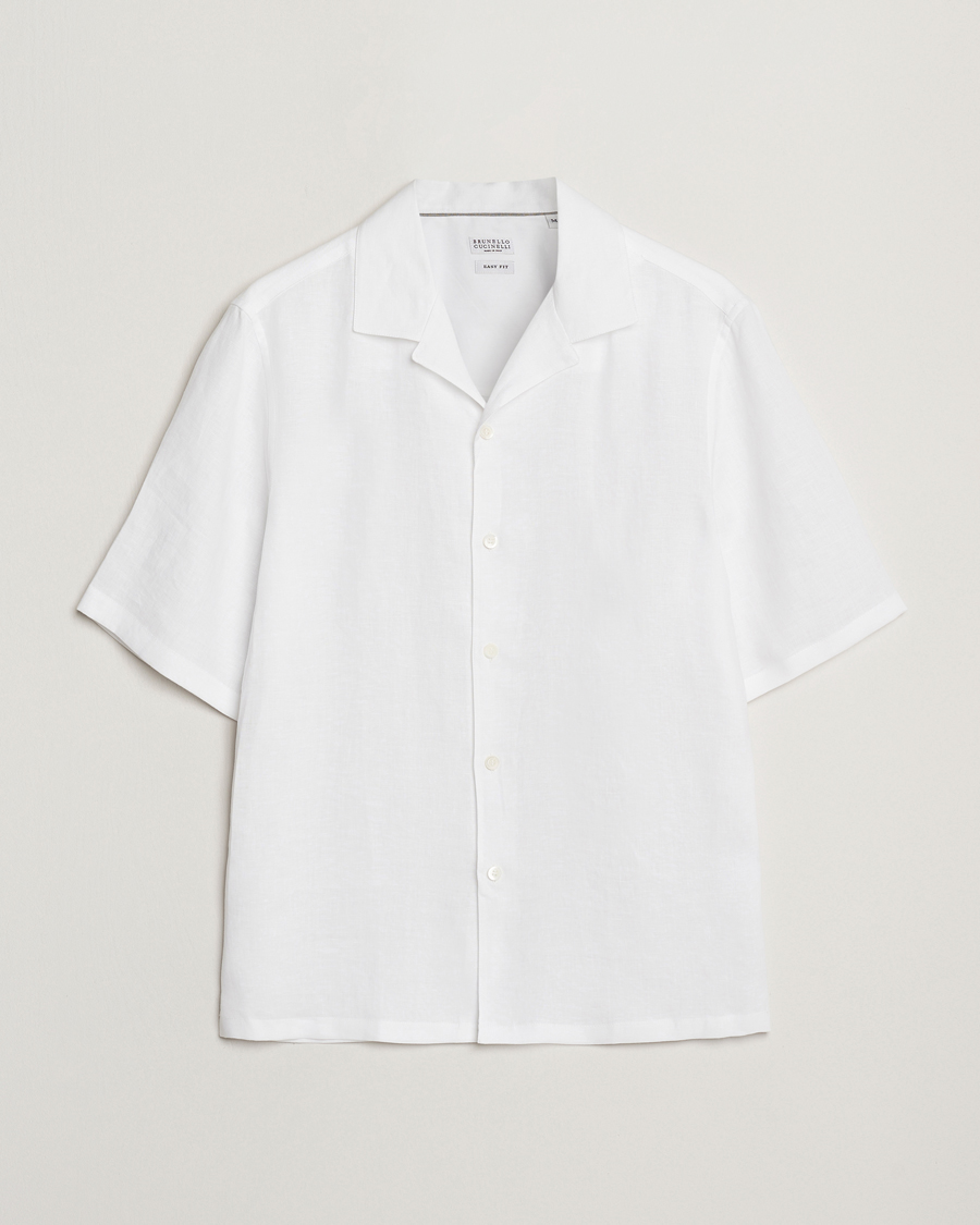 Herre | Skjorter | Brunello Cucinelli | Linen Camp Shirt White
