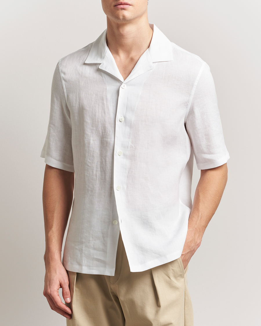 Herre | Skjorter | Brunello Cucinelli | Linen Camp Shirt White