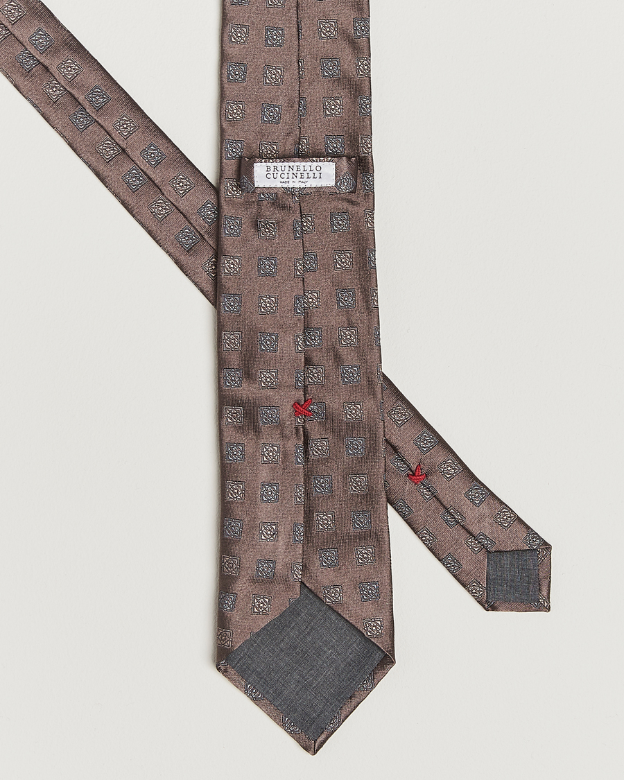 Herre | Slips | Brunello Cucinelli | Jacquard Silk Tie Dark Brown