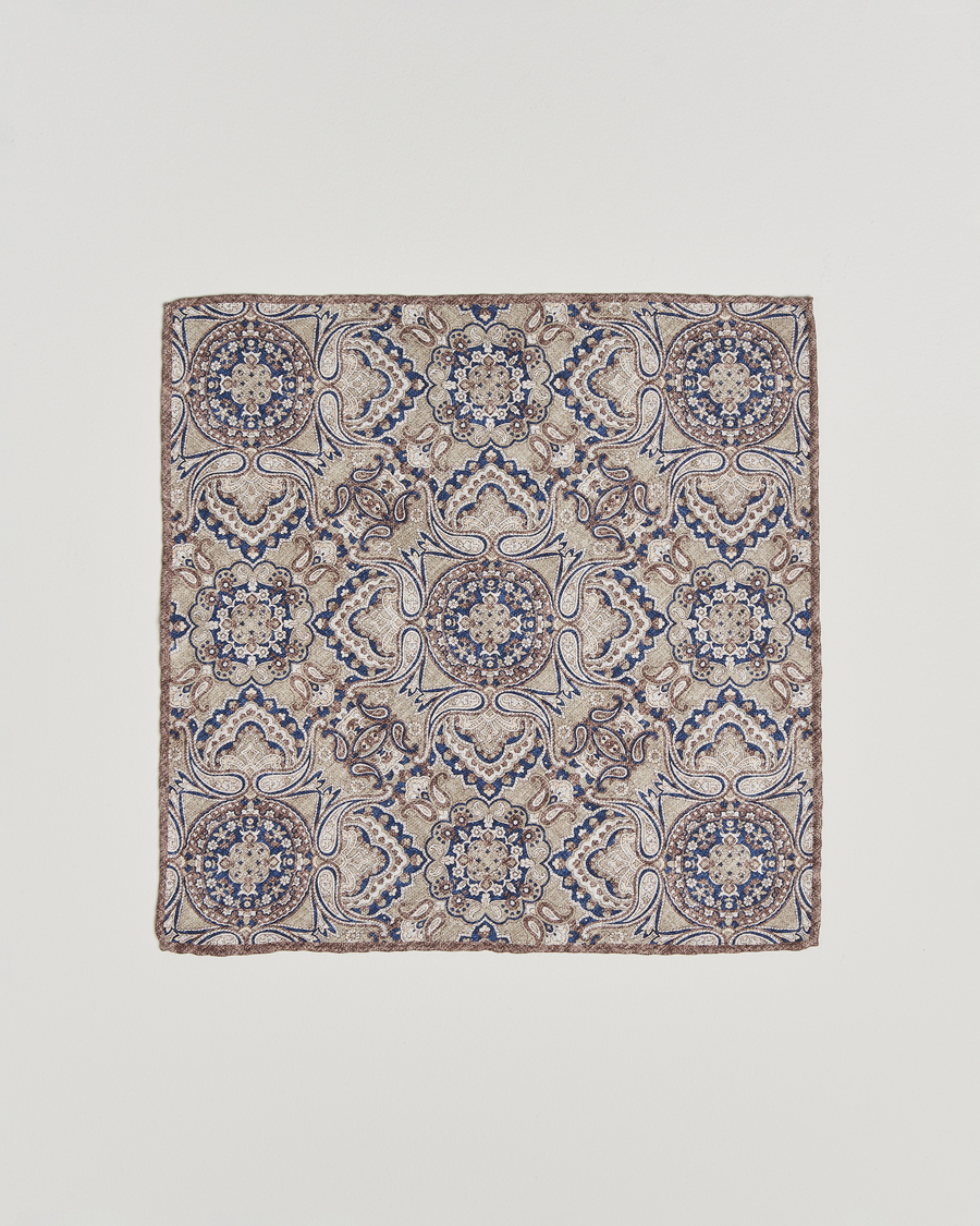 Herre | Lommetørklær | Brunello Cucinelli | Paisley Silk Pocket Square Brown/Blue