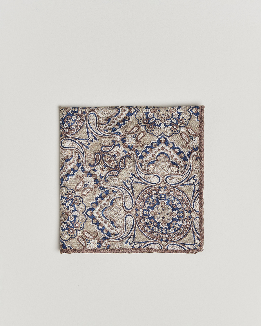 Herre | Lommetørklær | Brunello Cucinelli | Paisley Silk Pocket Square Brown/Blue
