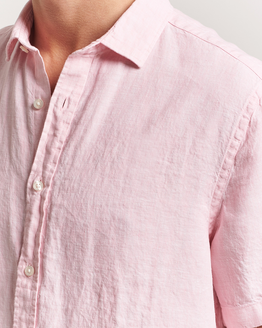 Herre | Skjorter | Charles Tyrwhitt | Pure Linen Short Sleeve Slim Fit Shirt Pink