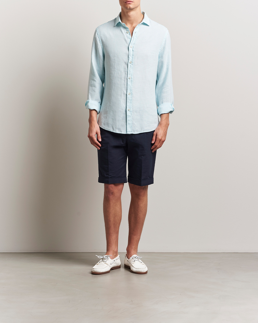 Herre | Skjorter | Charles Tyrwhitt | Pure Linen Slim Fit Shirt Aqua