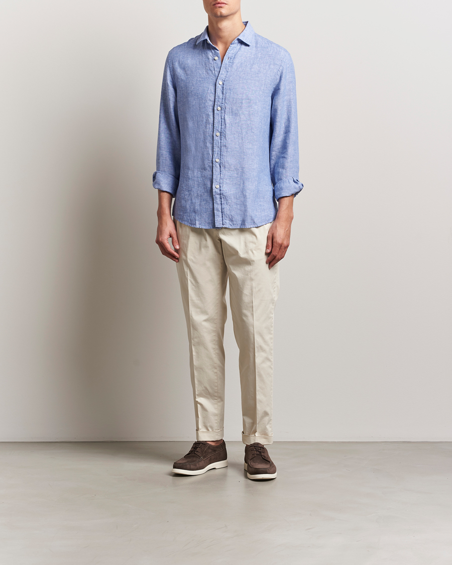 Herre | Skjorter | Charles Tyrwhitt | Pure Linen Slim Fit Shirt Cobalt Blue