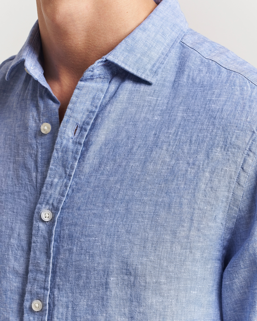 Herre | Skjorter | Charles Tyrwhitt | Pure Linen Slim Fit Shirt Cobalt Blue