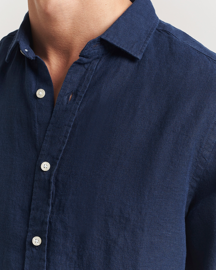 Herre | Skjorter | Charles Tyrwhitt | Pure Linen Slim Fit Shirt Navy