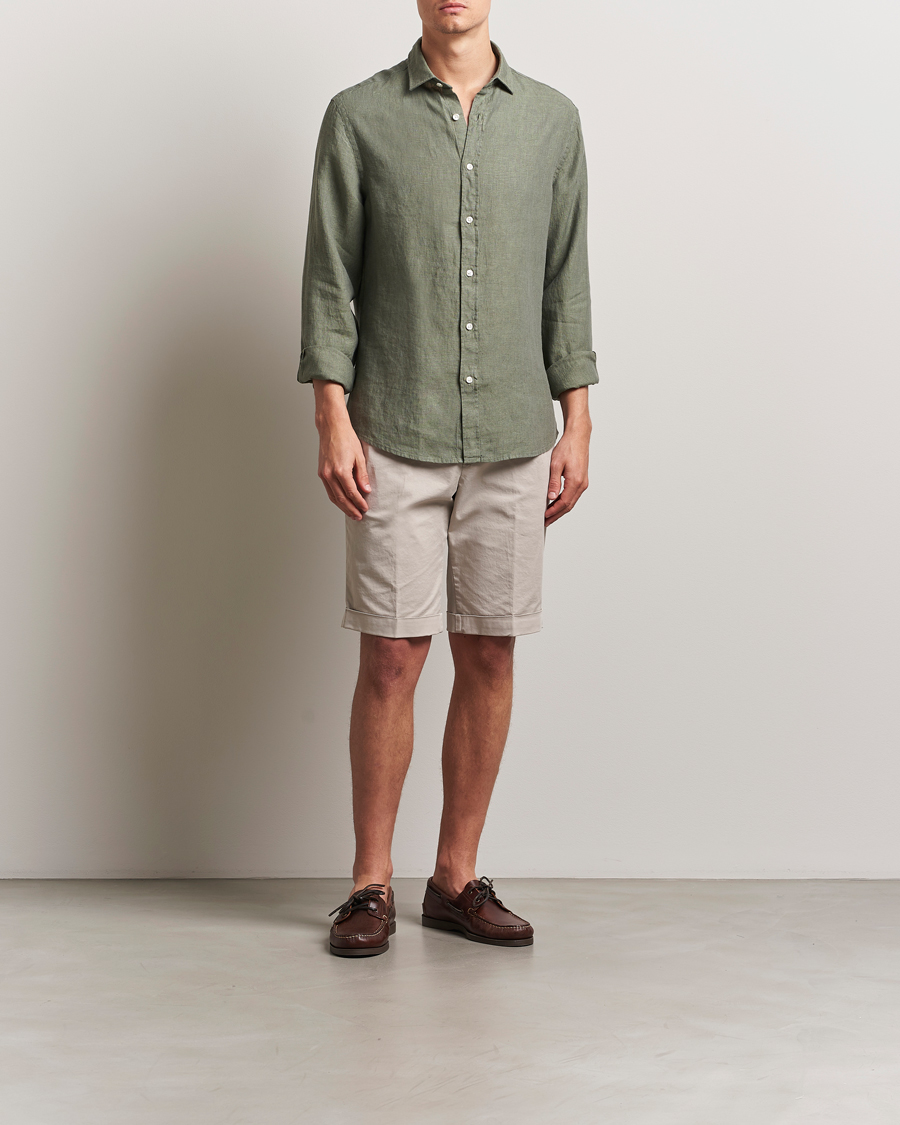Herre | Skjorter | Charles Tyrwhitt | Pure Linen Slim Fit Shirt Olive
