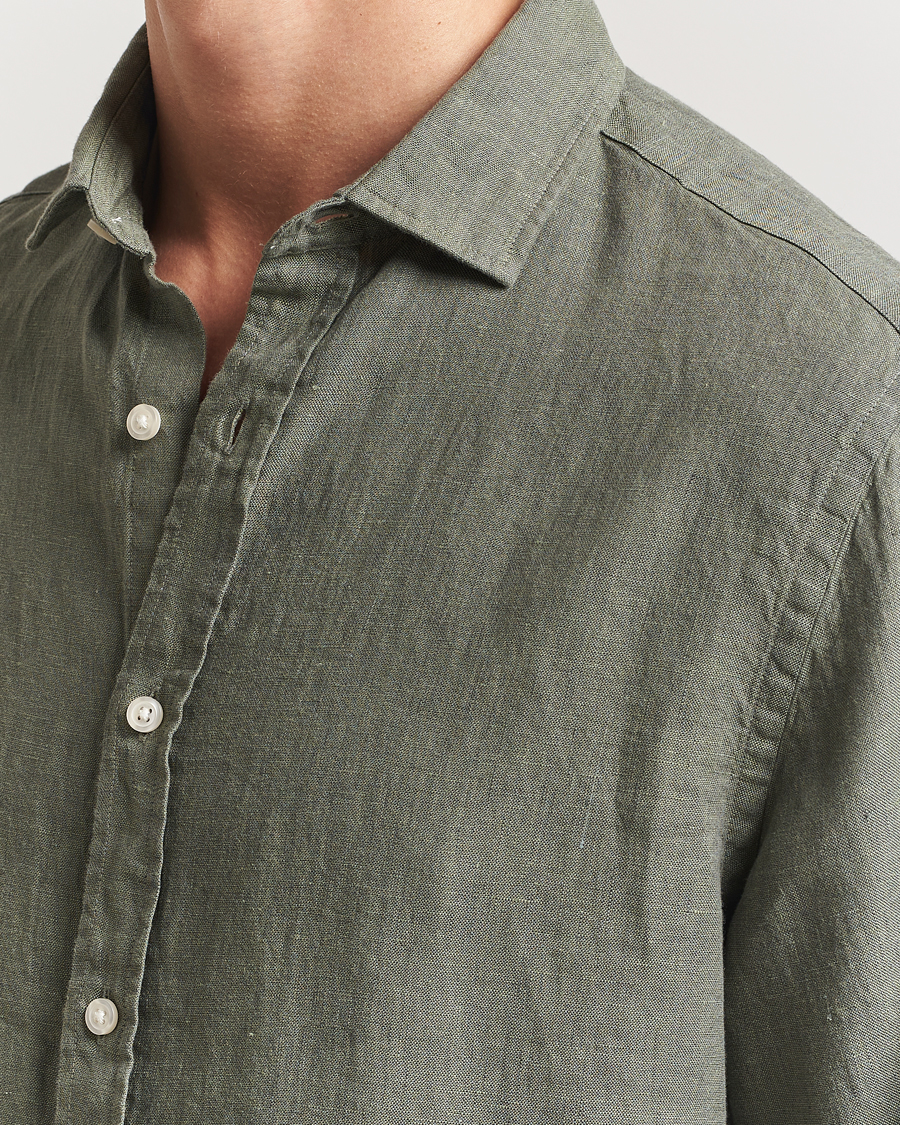Herre | Skjorter | Charles Tyrwhitt | Pure Linen Slim Fit Shirt Olive