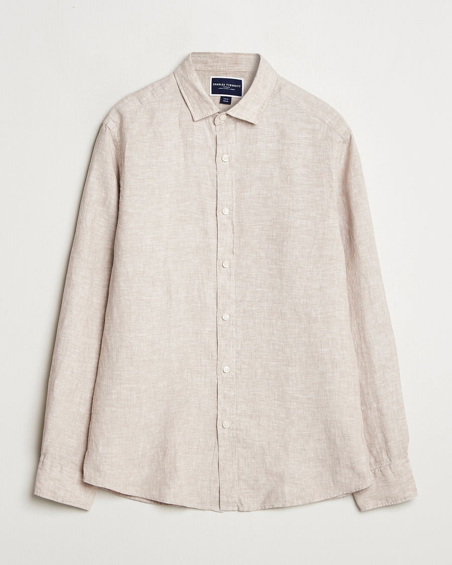 Herre | Skjorter | Charles Tyrwhitt | Pure Linen Slim Fit Shirt Oatmeal