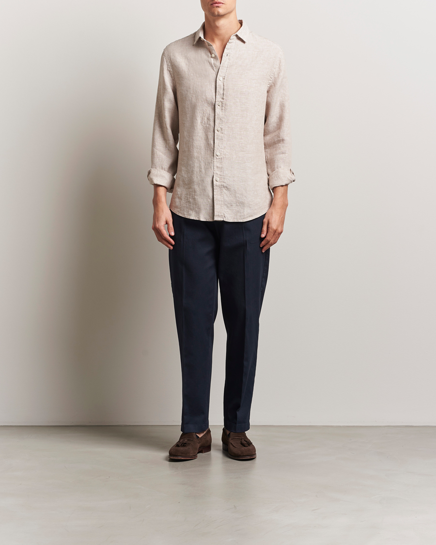 Herre | Skjorter | Charles Tyrwhitt | Pure Linen Slim Fit Shirt Oatmeal