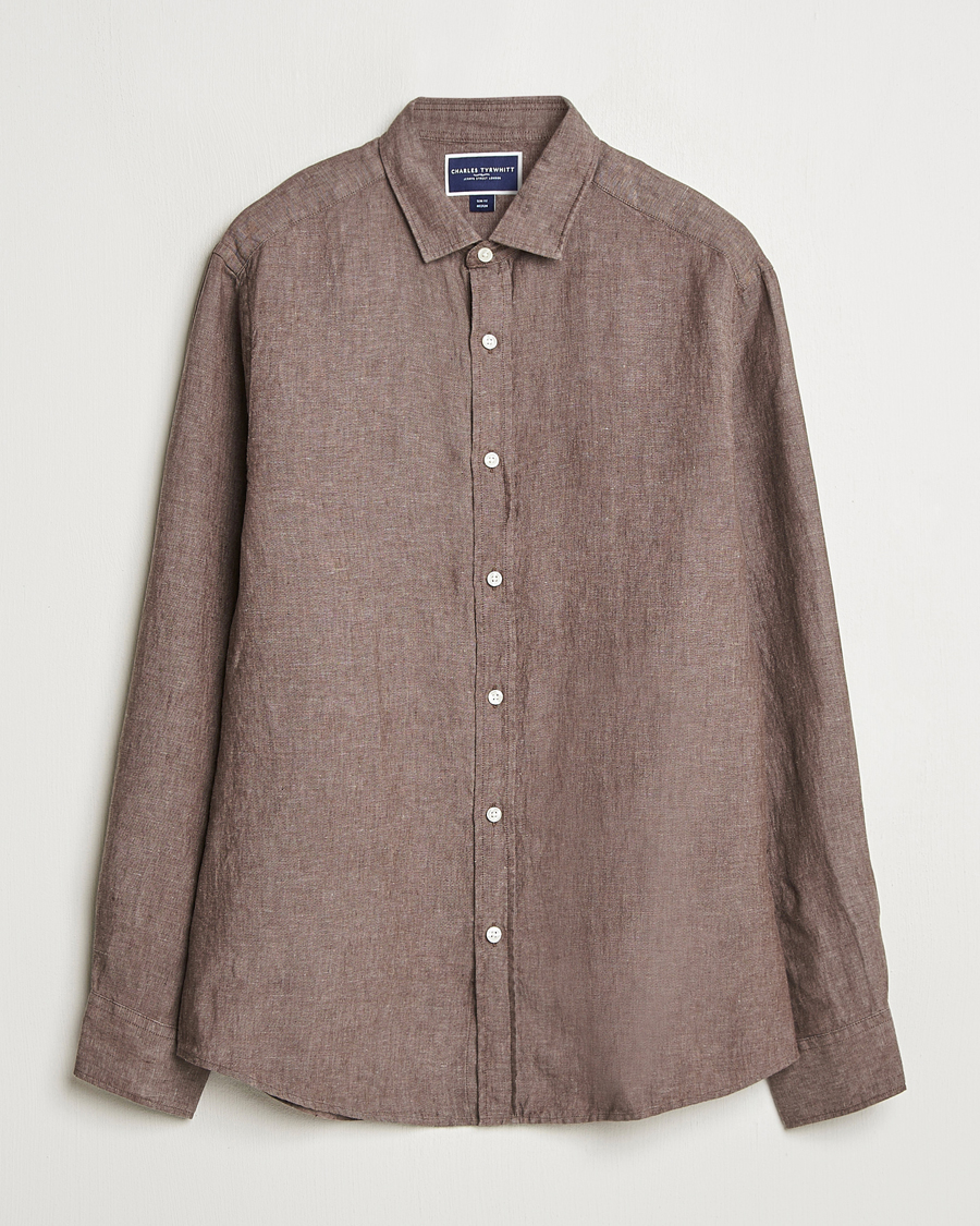 Herre | Skjorter | Charles Tyrwhitt | Pure Linen Slim Fit Shirt Mocha