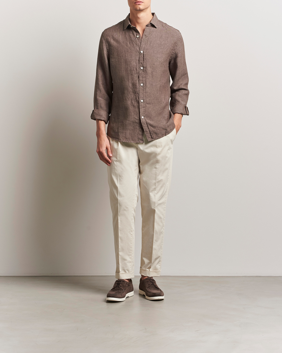 Herre | Skjorter | Charles Tyrwhitt | Pure Linen Slim Fit Shirt Mocha