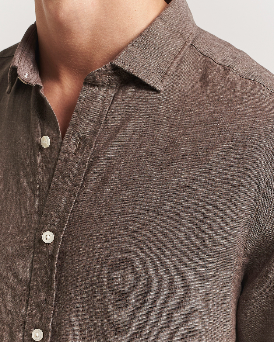 Herre | Skjorter | Charles Tyrwhitt | Pure Linen Slim Fit Shirt Mocha