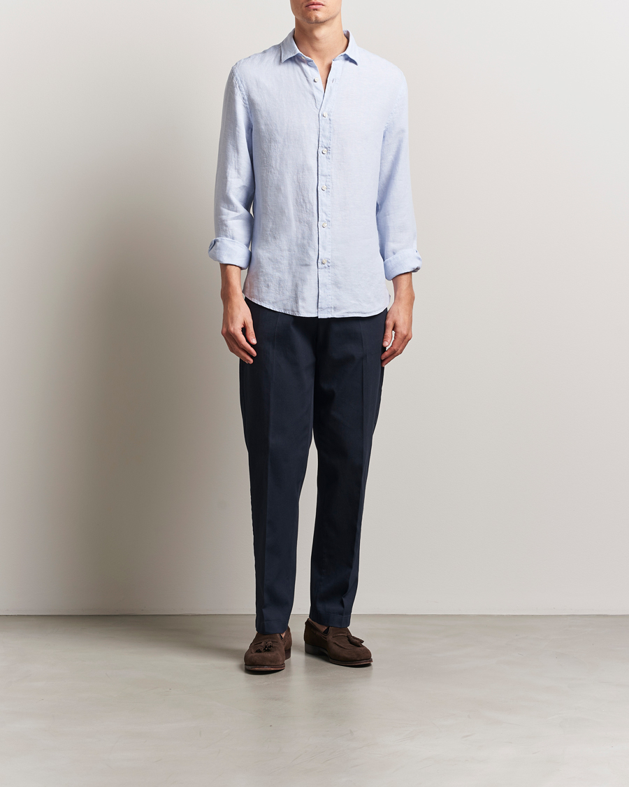 Herre | Skjorter | Charles Tyrwhitt | Pure Linen Slim Fit Shirt Sky Blue