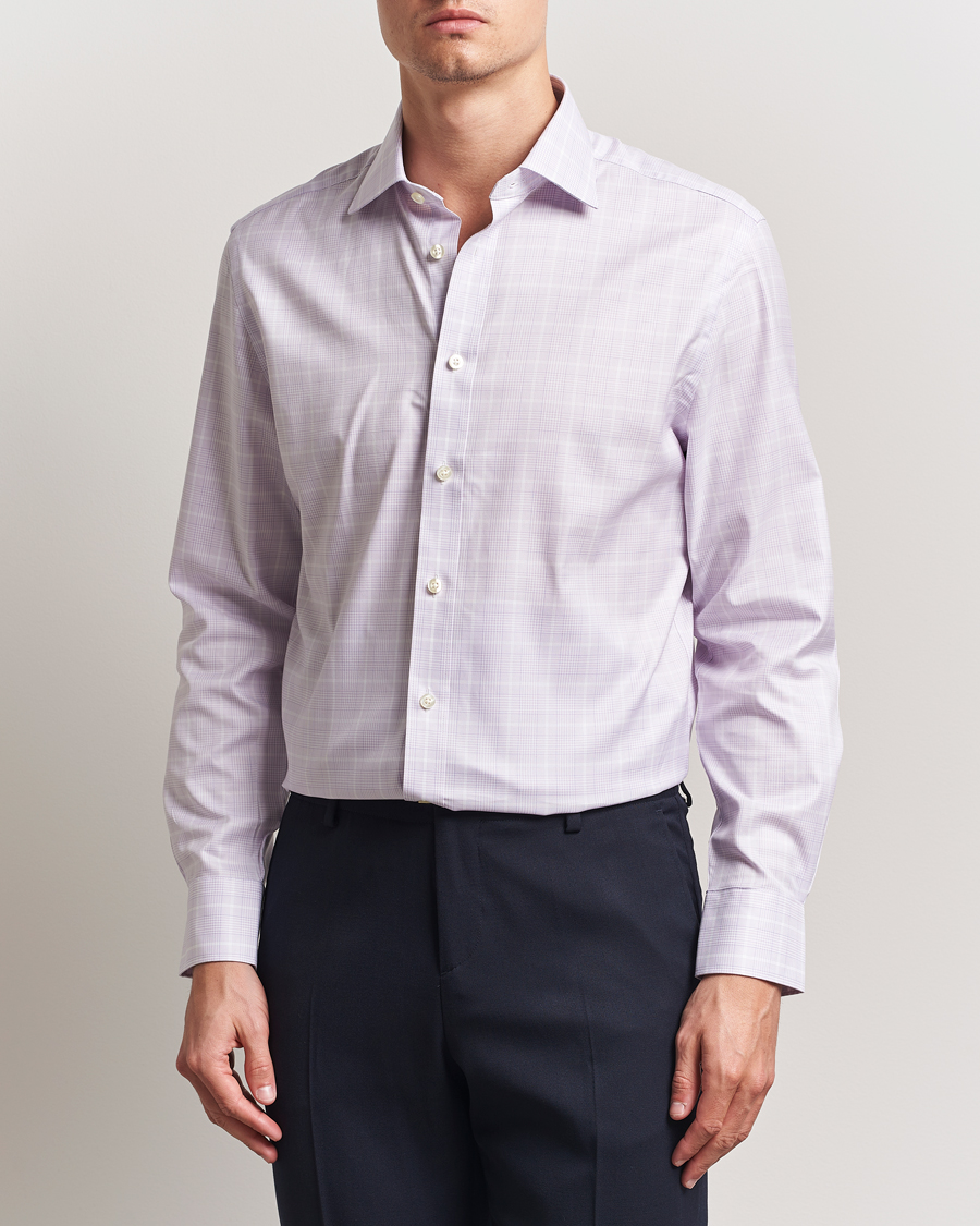 Herre | Skjorter | Charles Tyrwhitt | Egyptian Cotton Pow Check Shirt Lavender