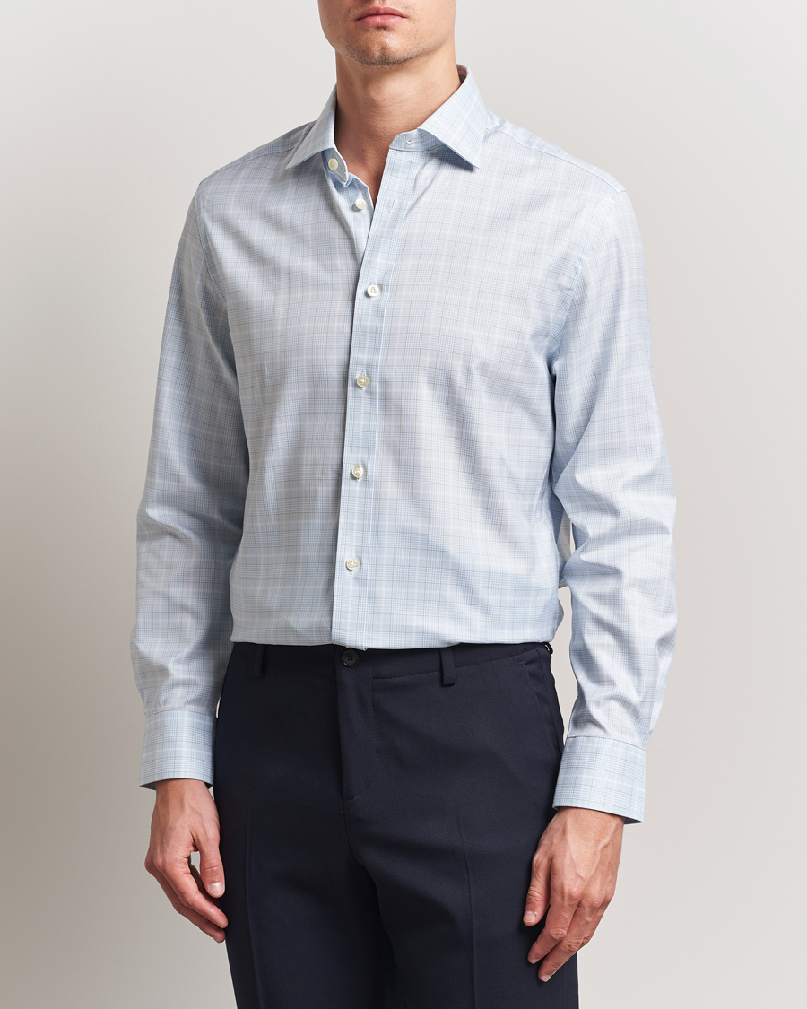 Herre | Skjorter | Charles Tyrwhitt | Egyptian Cotton Pow Check Shirt Green/Blue