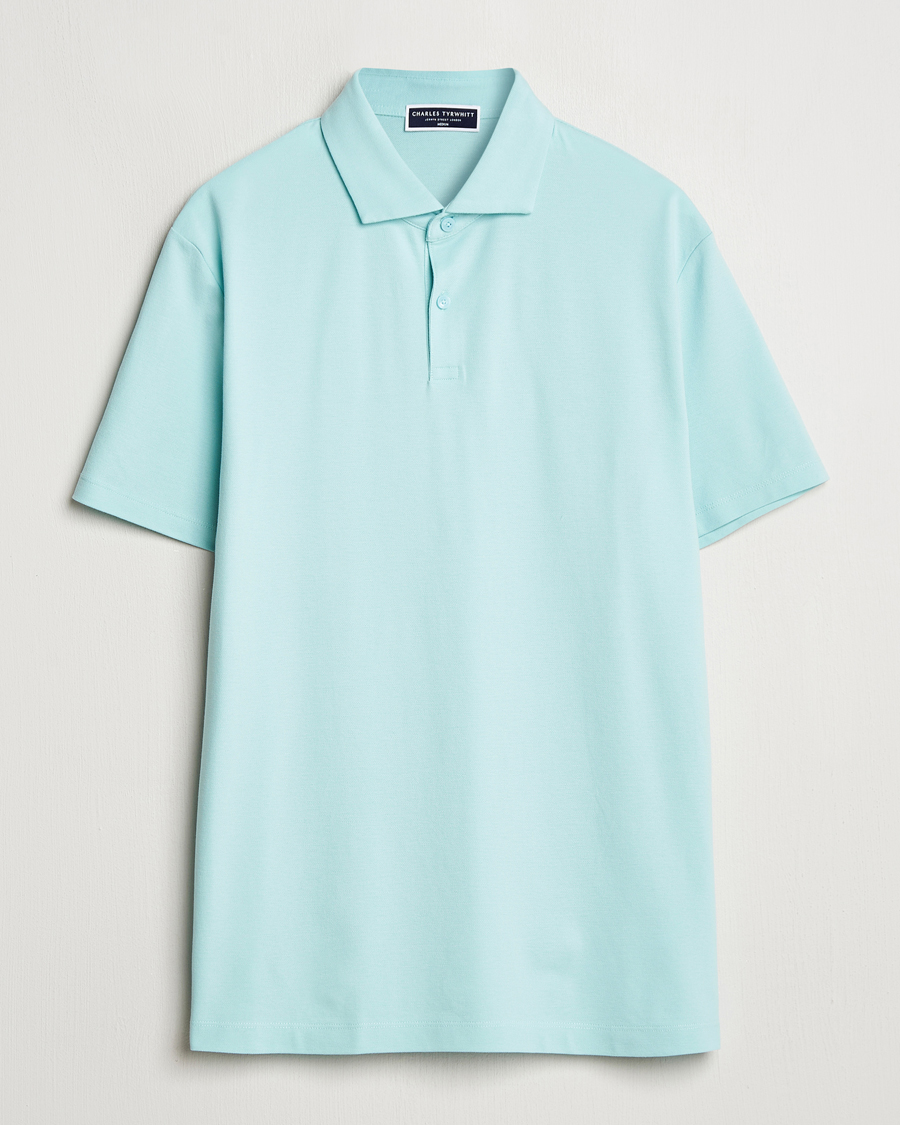 Herre | Pikéer | Charles Tyrwhitt | Short Sleeve Cotton Pique Polo Aqua