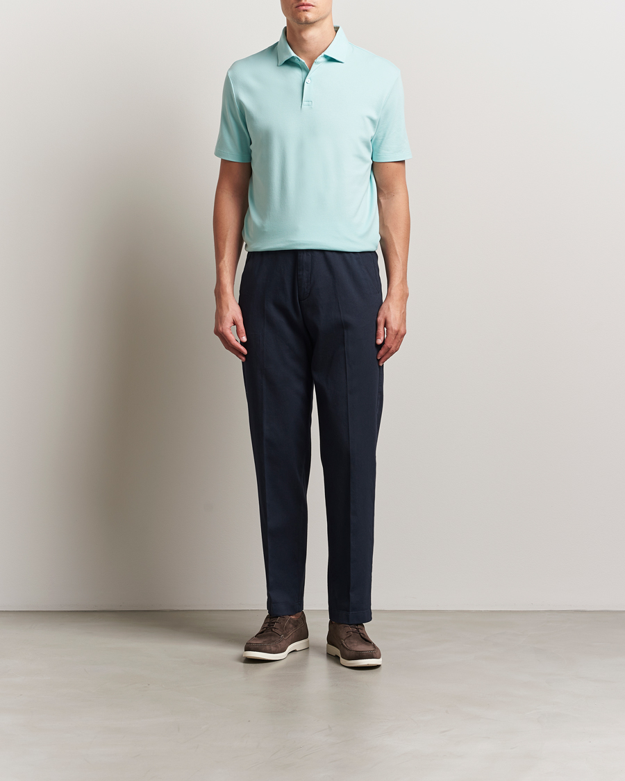 Herre | Pikéer | Charles Tyrwhitt | Short Sleeve Cotton Pique Polo Aqua
