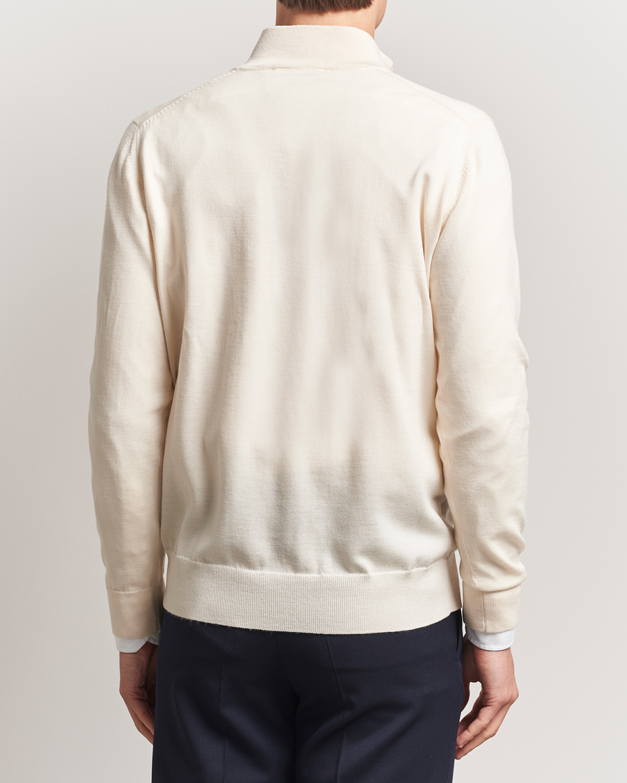 Herre | Gensere | Charles Tyrwhitt | Pure Merino Zip Neck Jumper Cream