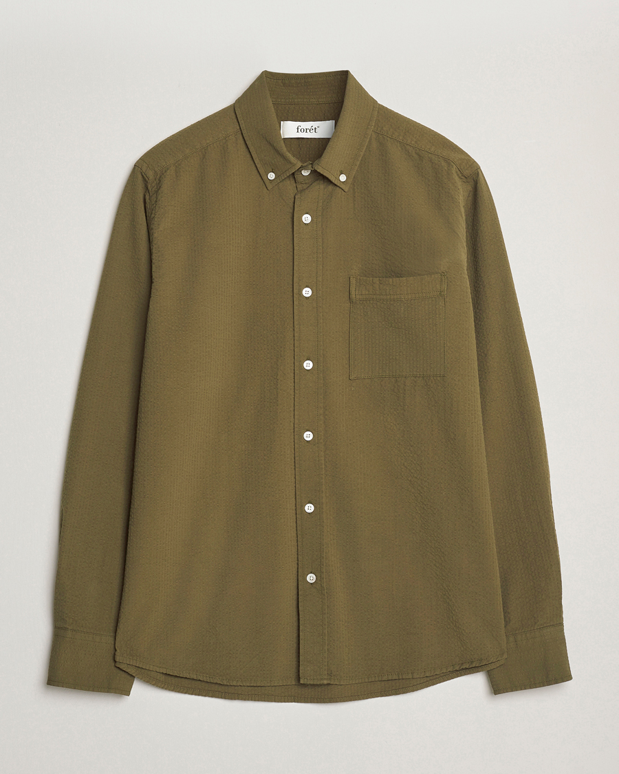Herre | Skjorter | Forét | Hornet Seersucker Shirt Army
