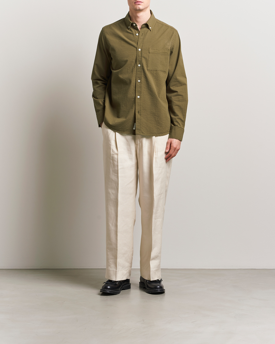 Herre | Skjorter | Forét | Hornet Seersucker Shirt Army