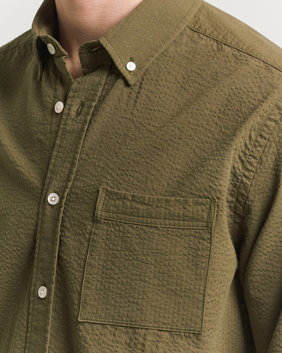 Herre | Skjorter | Forét | Hornet Seersucker Shirt Army