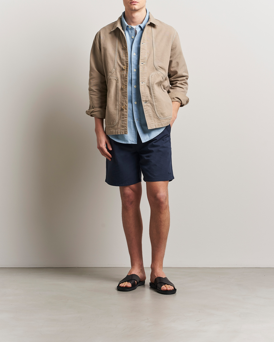 Herre | Shorts | Forét | Hush Seersucker Shorts Navy