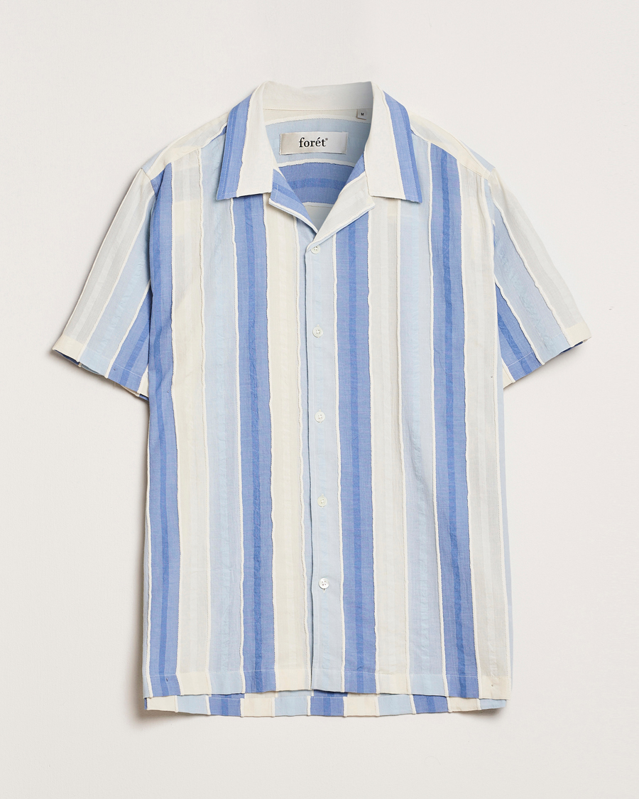 Herre | Skjorter | Forét | Peer Jaquard Short Sleeve Shirt Blue
