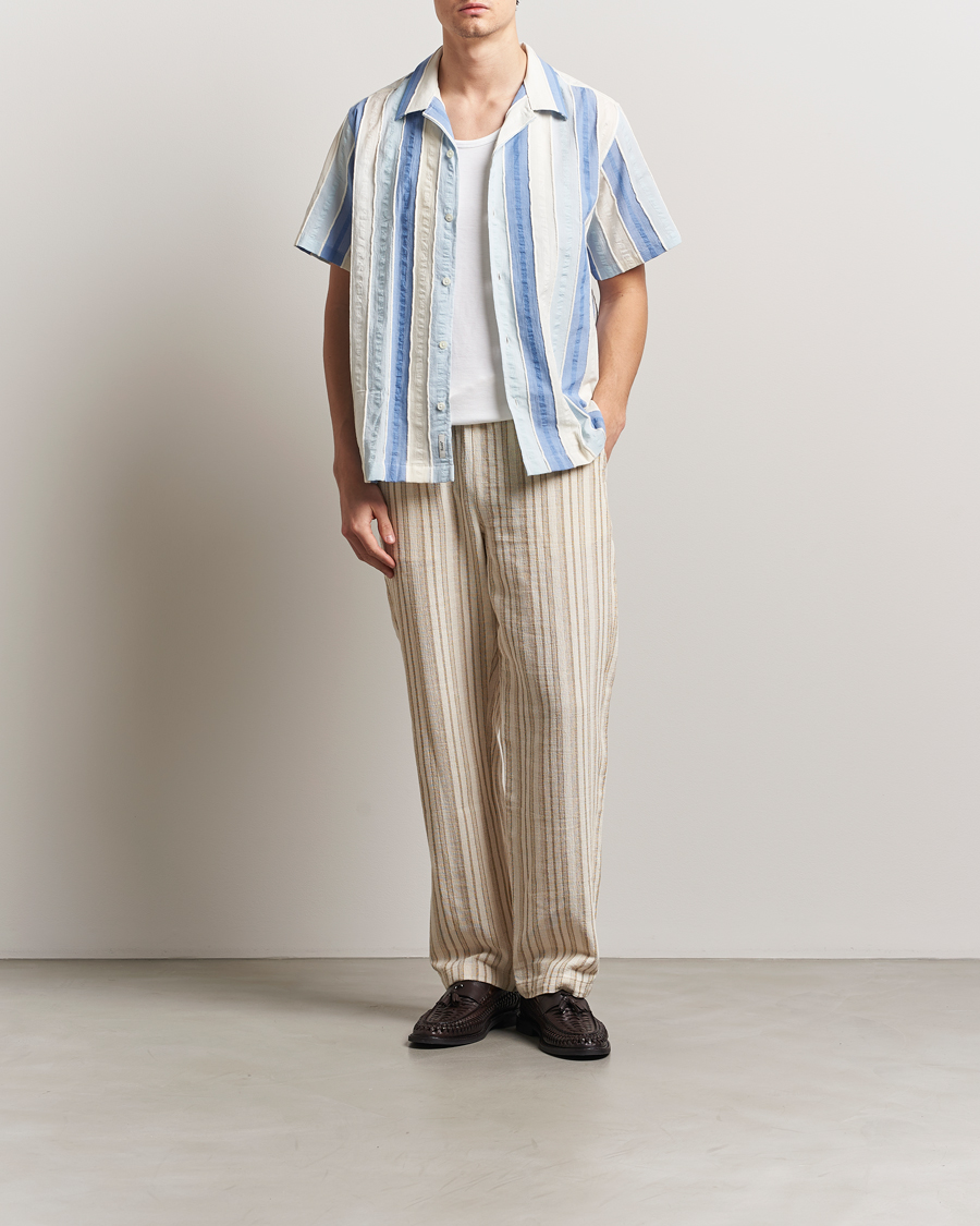 Herre | Skjorter | Forét | Peer Jaquard Short Sleeve Shirt Blue