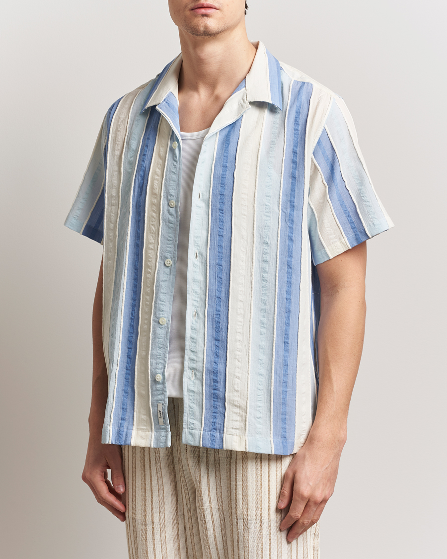 Herre | Skjorter | Forét | Peer Jaquard Short Sleeve Shirt Blue
