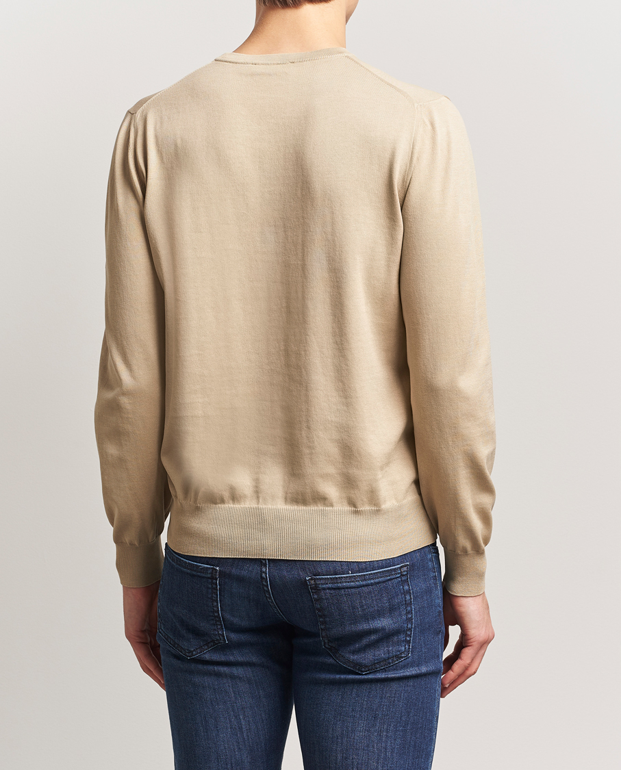 Herre | Gensere | Canali | Cotton Crew Neck Pullover Beige