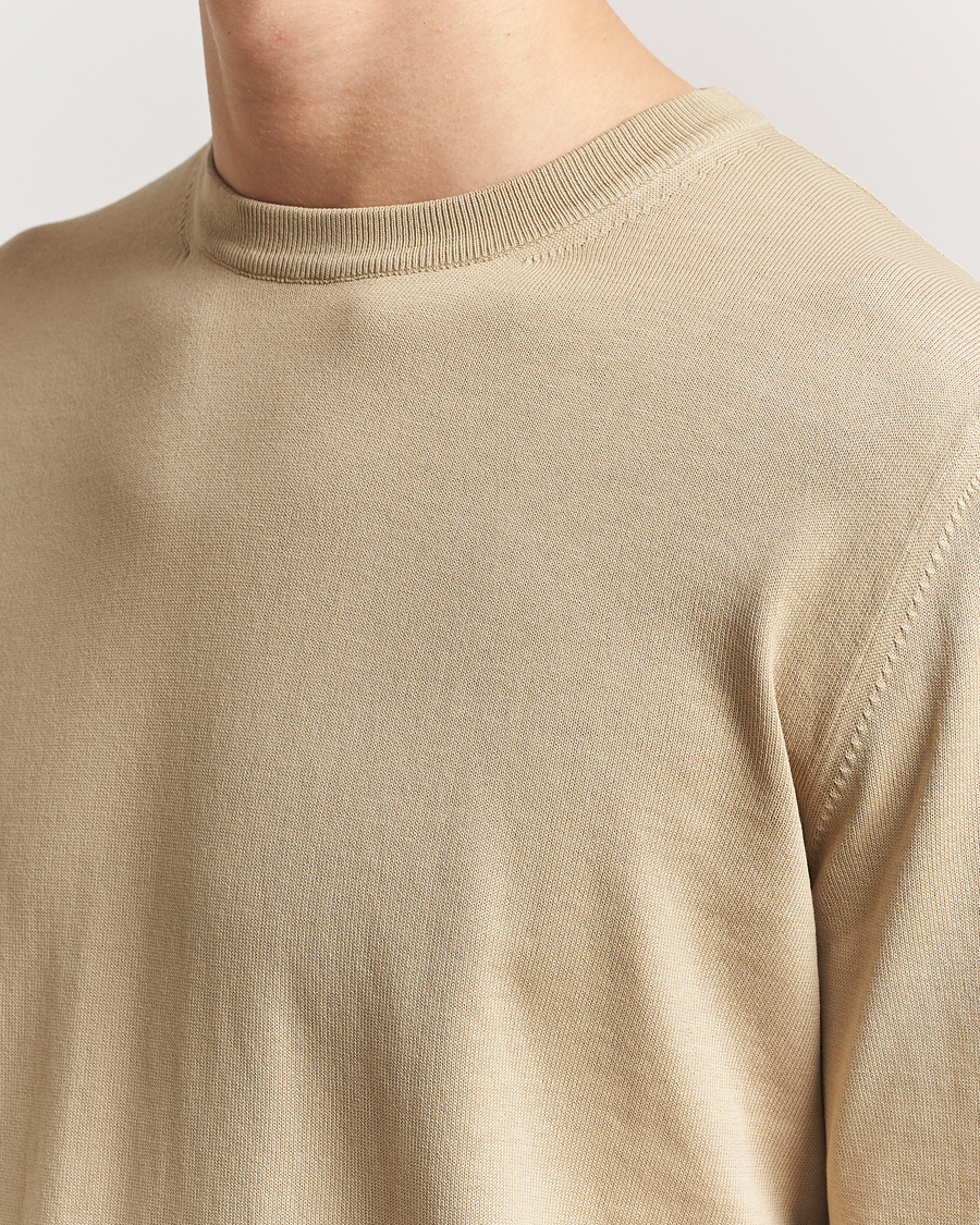 Herre | Gensere | Canali | Cotton Crew Neck Pullover Beige