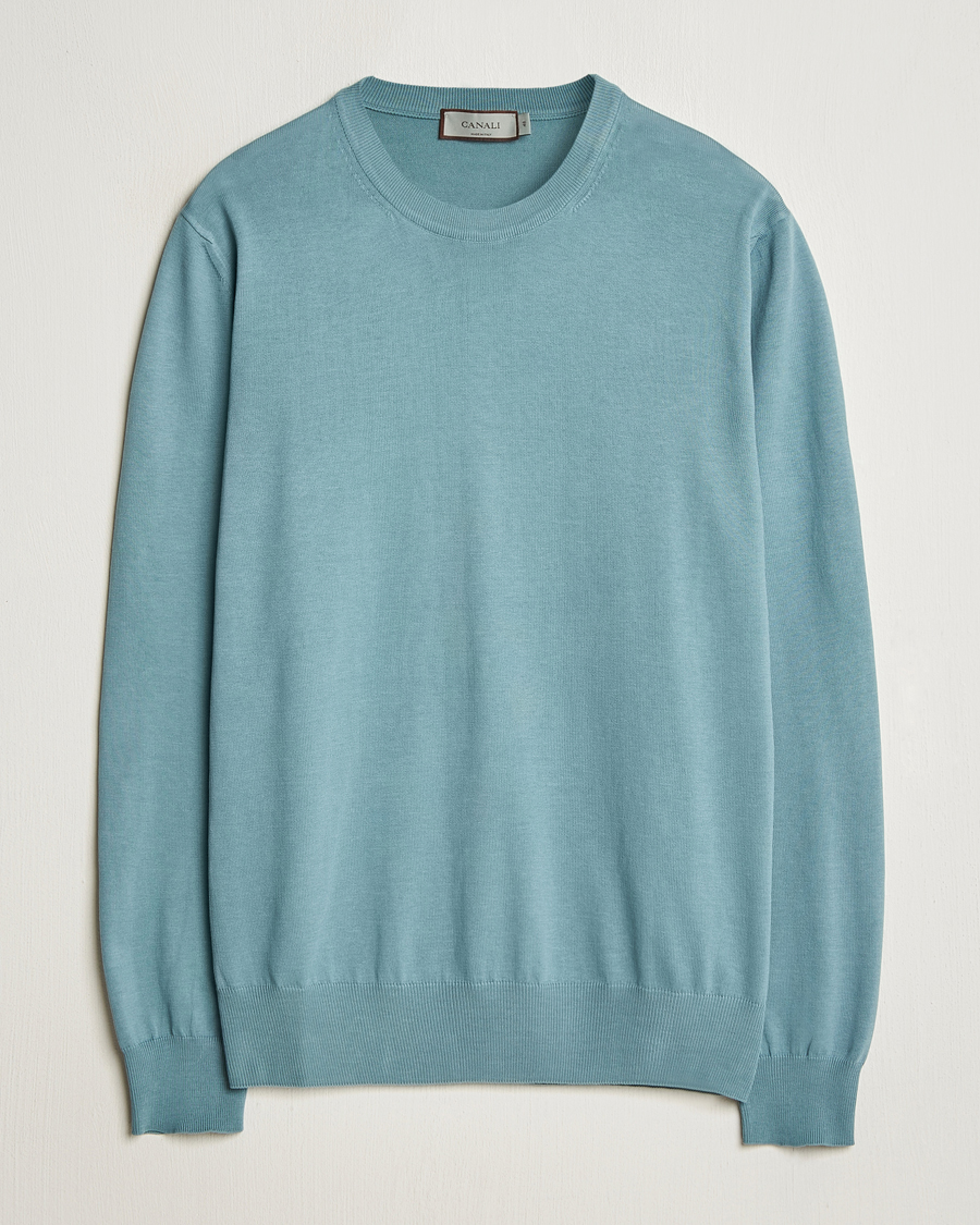 Herre | Gensere | Canali | Cotton Crew Neck Pullover Teal