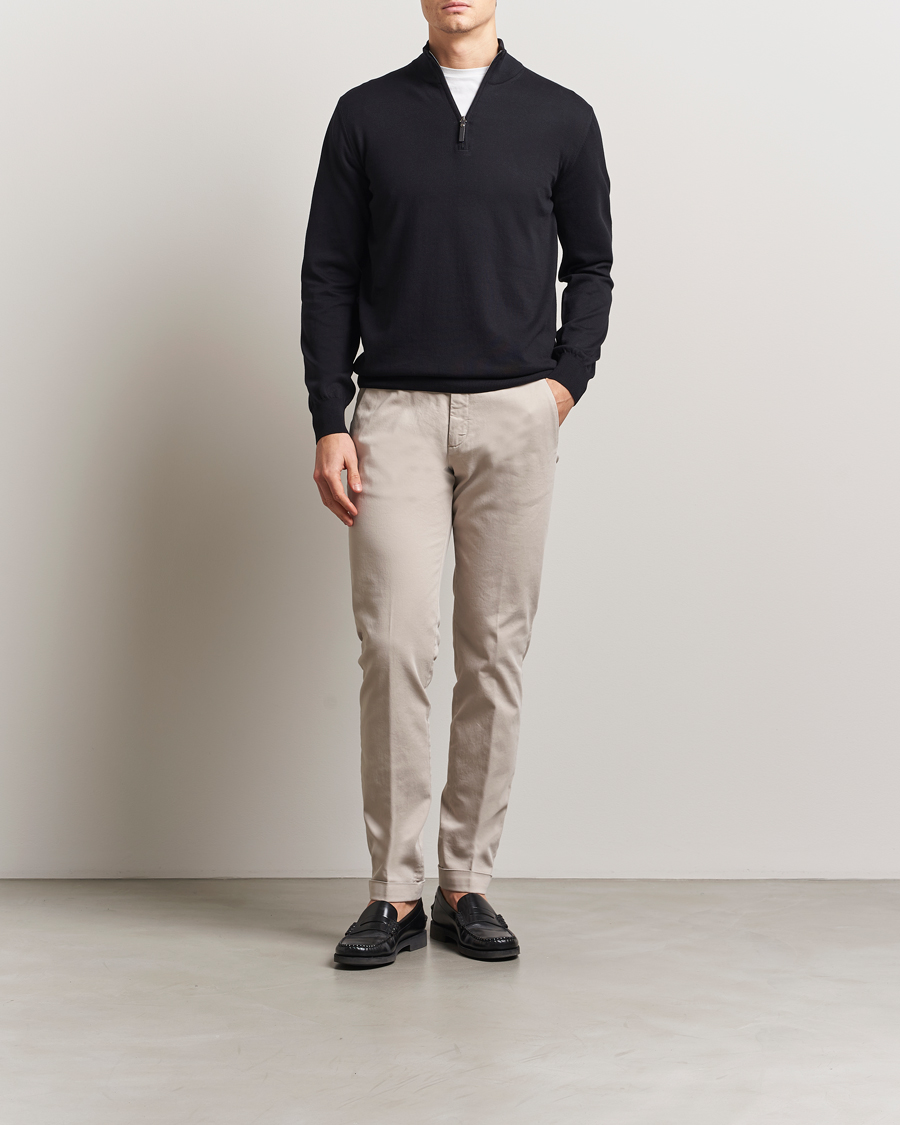 Herre | Gensere | Canali | Cotton Half Zip Black