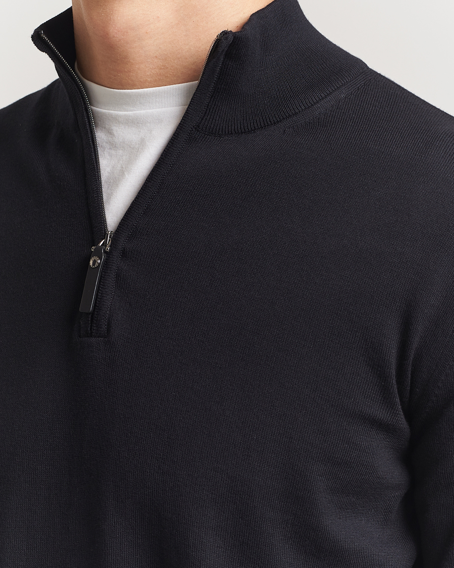 Herre | Gensere | Canali | Cotton Half Zip Black