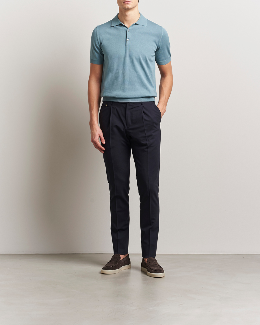 Herre | Pikéer | Canali | Cotton Short Sleeve Polo Teal
