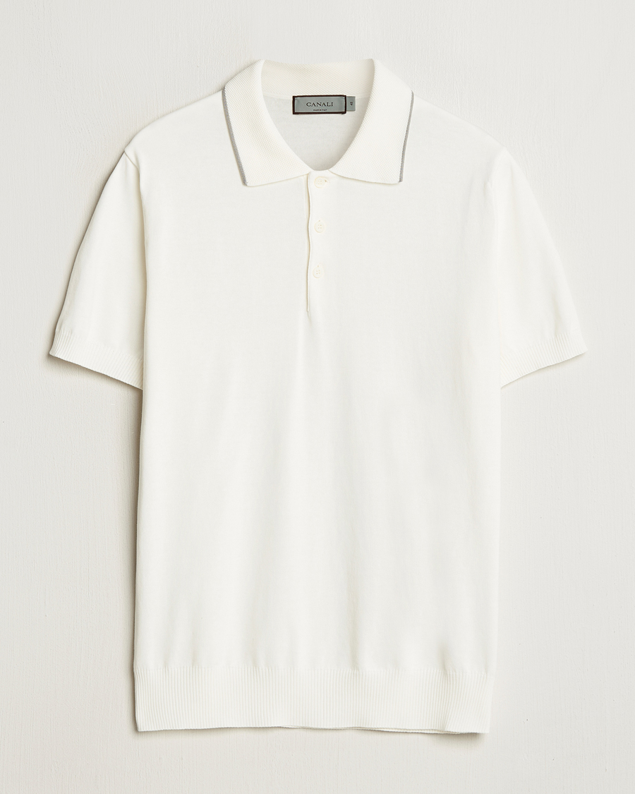 Herre | Pikéer | Canali | Contrast Short Sleeve Polo White