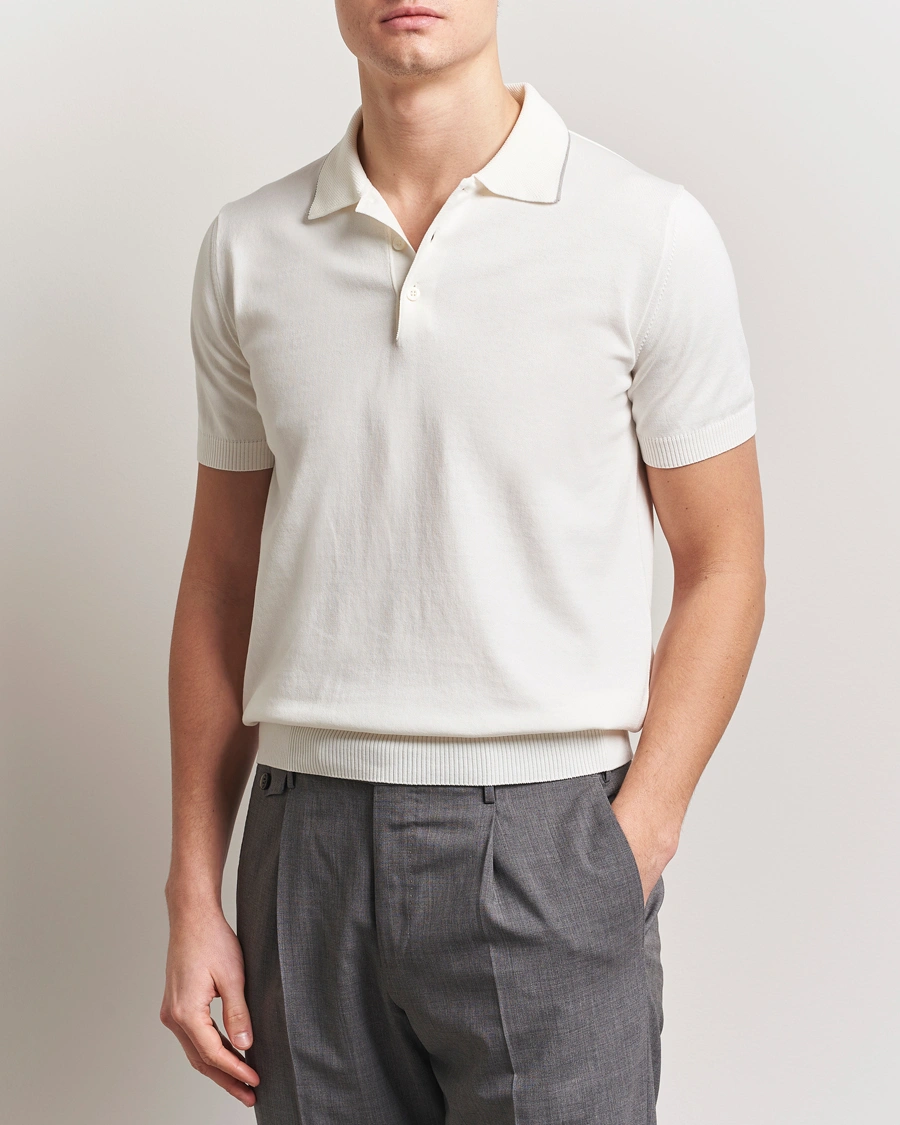 Herre | Pikéer | Canali | Contrast Short Sleeve Polo White