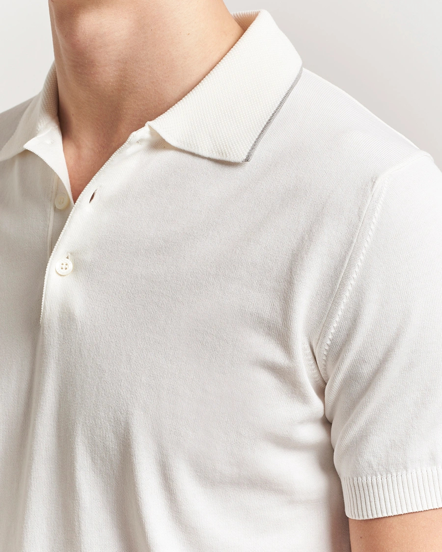 Herre | Pikéer | Canali | Contrast Short Sleeve Polo White
