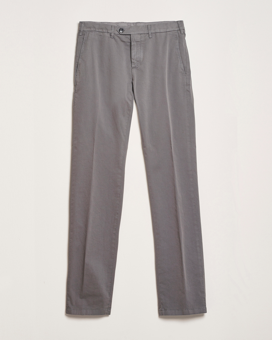 Herre | Bukser | Canali | Slim Fit Cotton Stretch Chinos Dark Grey