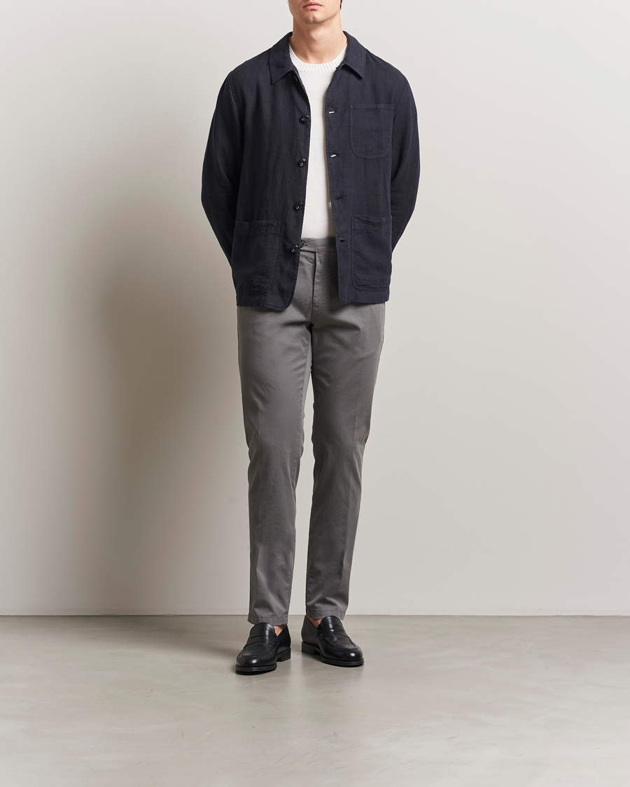Herre | Bukser | Canali | Slim Fit Cotton Stretch Chinos Dark Grey