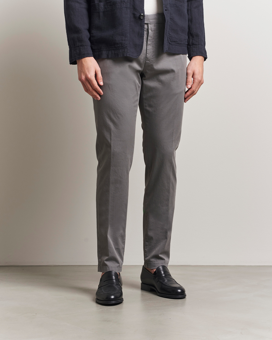 Herre | Bukser | Canali | Slim Fit Cotton Stretch Chinos Dark Grey
