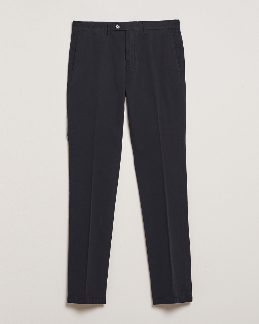 Herre | Bukser | Canali | Slim Fit Cotton Stretch Chinos Navy