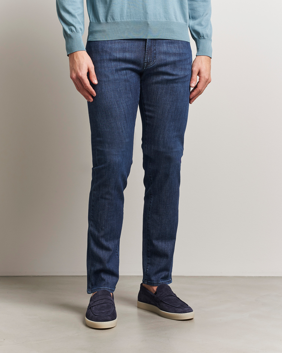 Herre | Jeans | Canali | Slim Fit 5-Pocket Jeans Dark Blue Wash