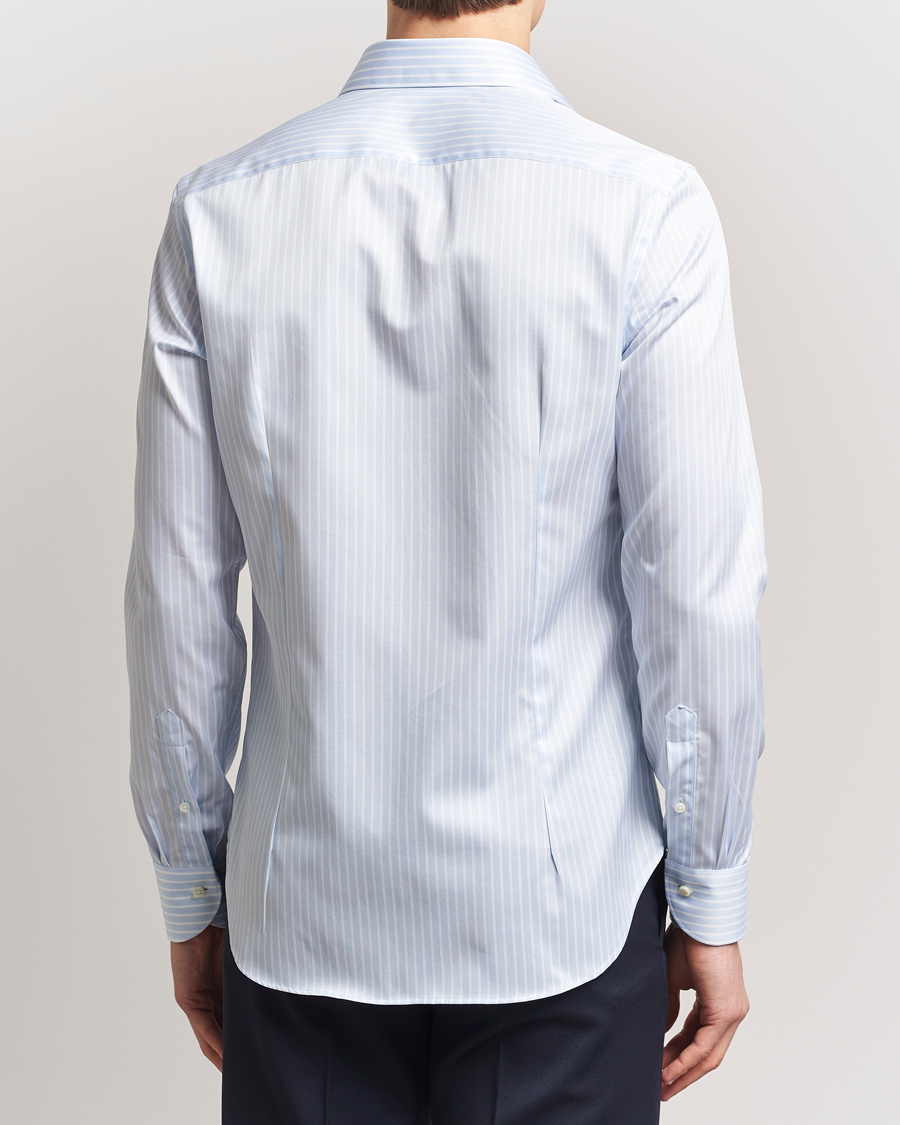 Herre | Skjorter | Canali | Slim Fit Striped Cotton Shirt Light Blue