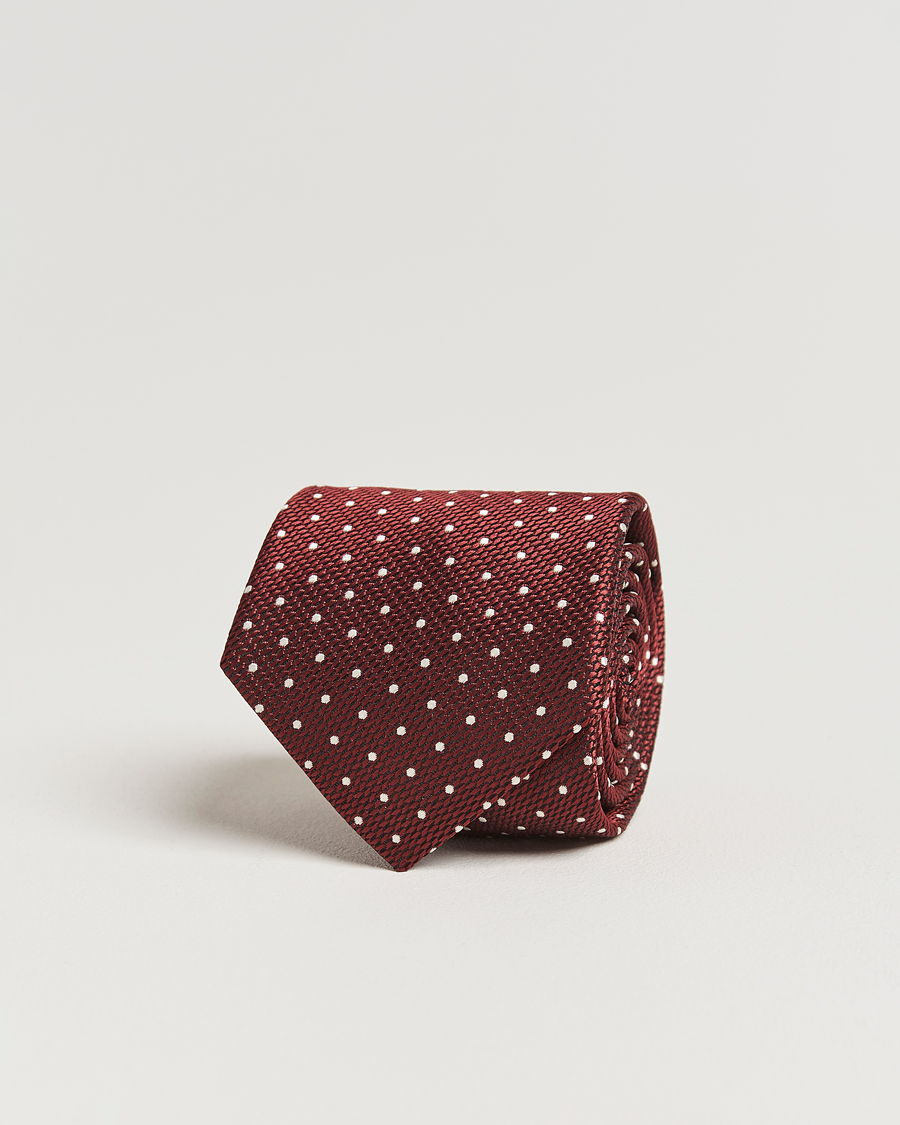 Herre | Slips | Canali | Micro Dot Silk Tie Burgundy