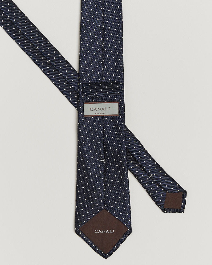 Herre | Slips | Canali | Micro Dot Silk Tie Navy
