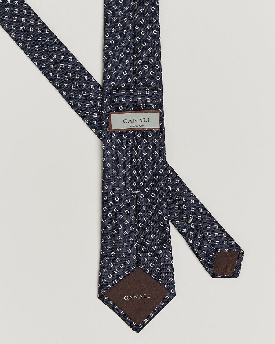 Herre | Slips | Canali | Jacquard Flower Silk Tie Navy