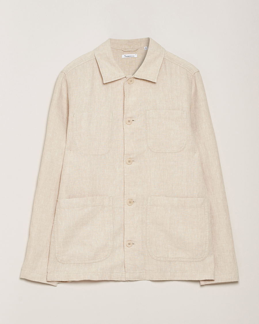 Herre | Skjorter | KnowledgeCotton Apparel | Linen Overshirt Light Feather Grey